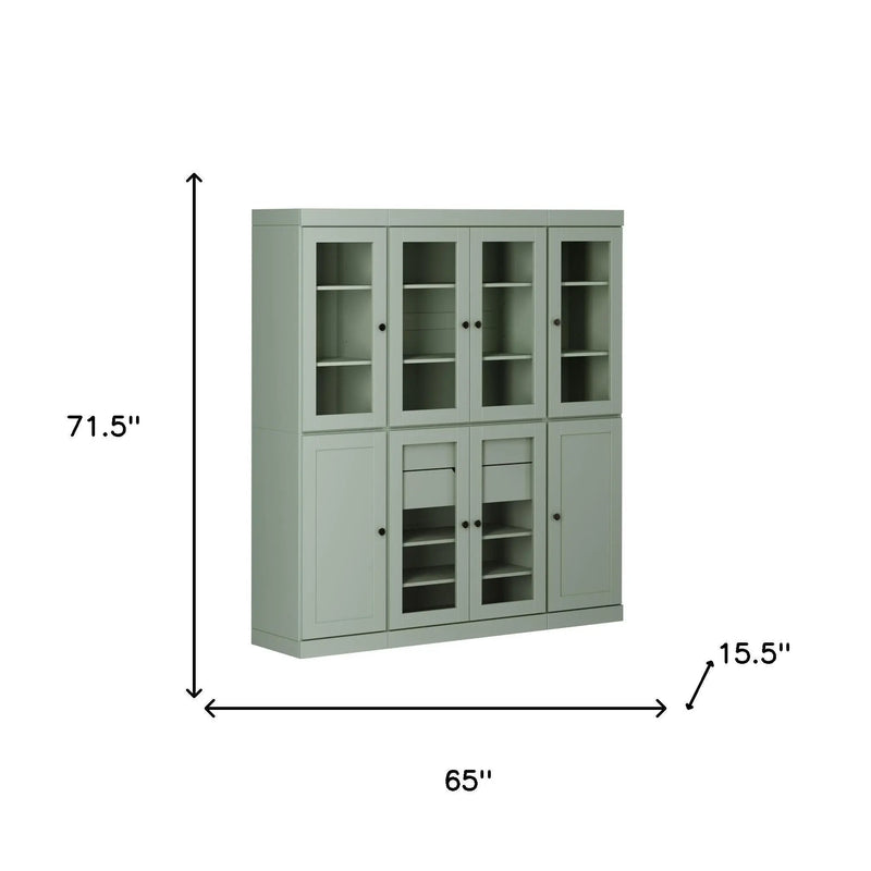72" Sage Solid Wood 8 Two Drawer Pantry Or Storage Closet Homeroots Kitchen & Dining