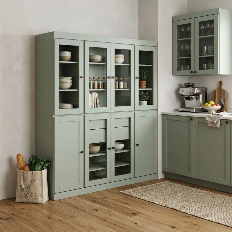 72" Sage Solid Wood 8 Two Drawer Pantry Or Storage Closet Homeroots Kitchen & Dining