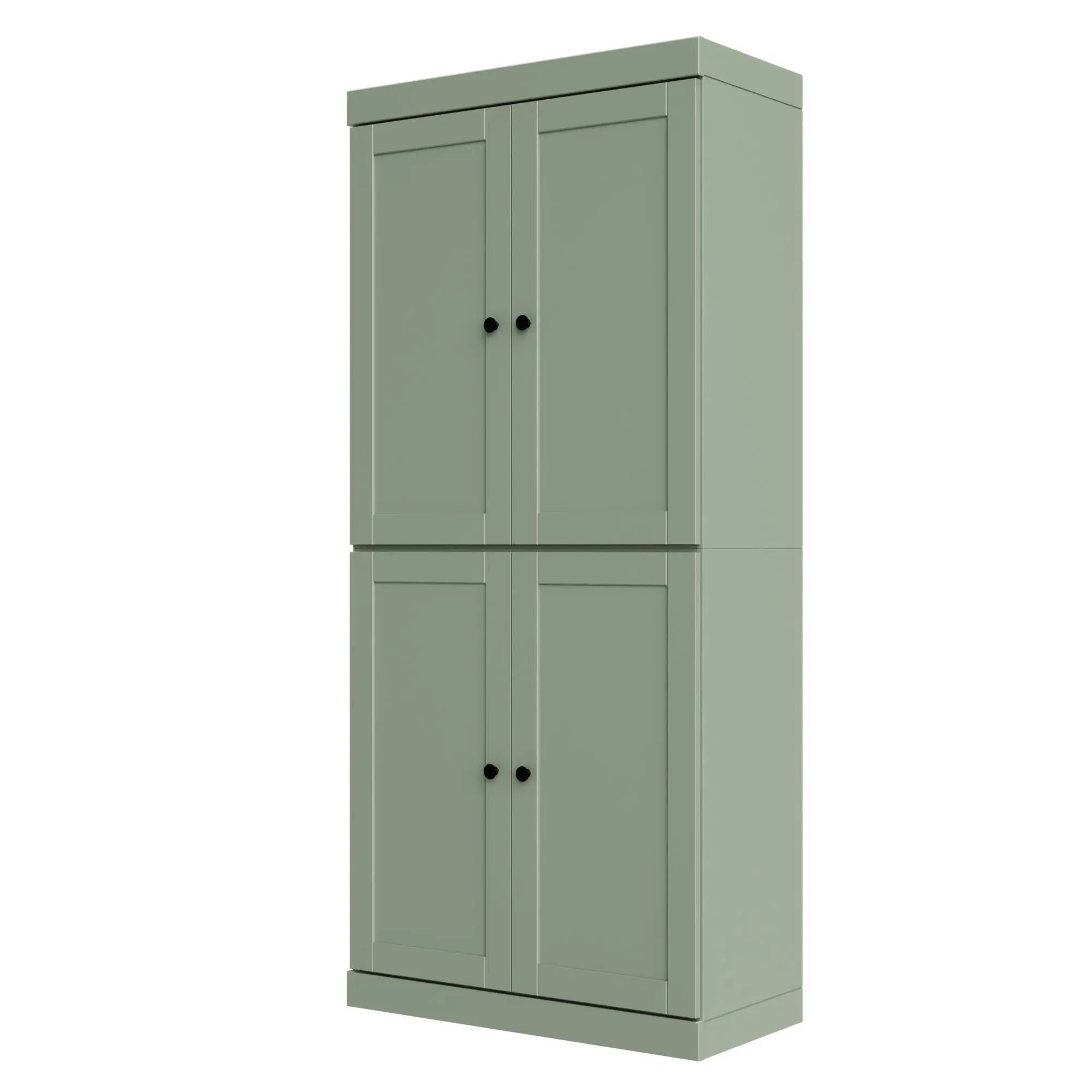 72" Sage Solid Wood Adjustable Six Tier Library Bookcase with Four Doors Homeroots Office