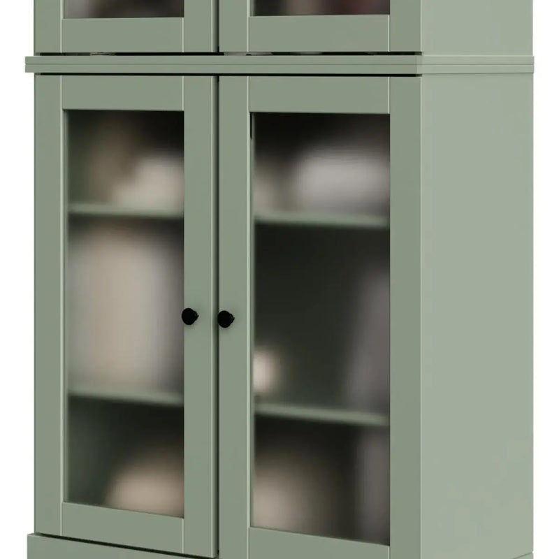 72" Sage Solid Wood Adjustable Six Tier Library Bookcase with Four Doors Homeroots Office