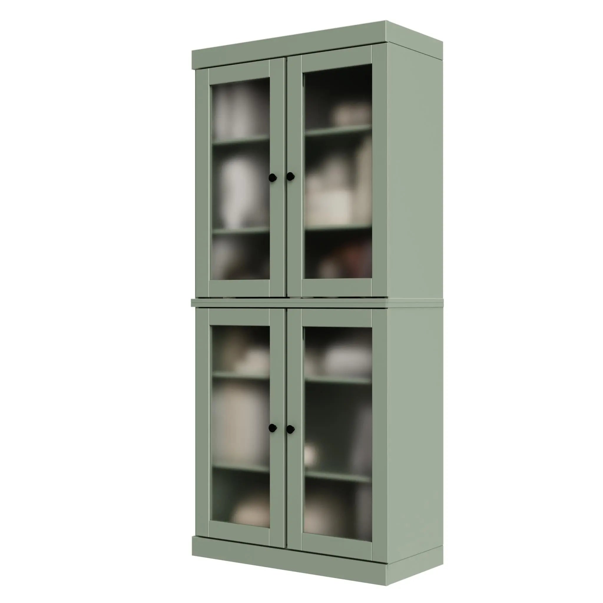 72" Sage Solid Wood Adjustable Six Tier Library Bookcase with Four Doors Homeroots Office