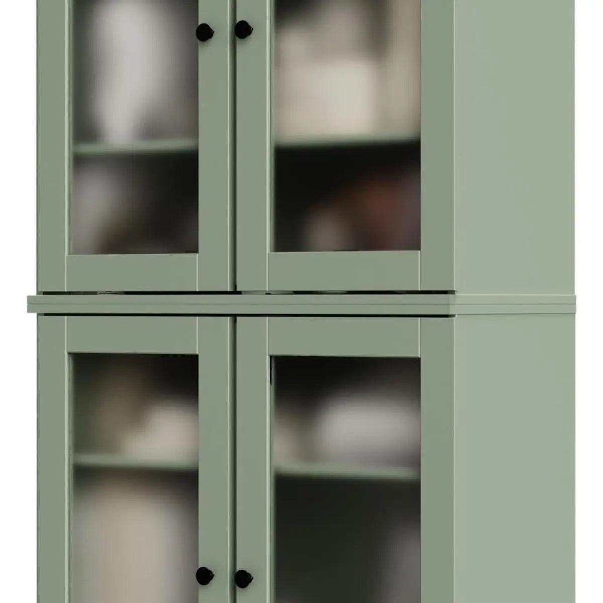 72" Sage Solid Wood Adjustable Six Tier Library Bookcase with Four Doors Homeroots Office