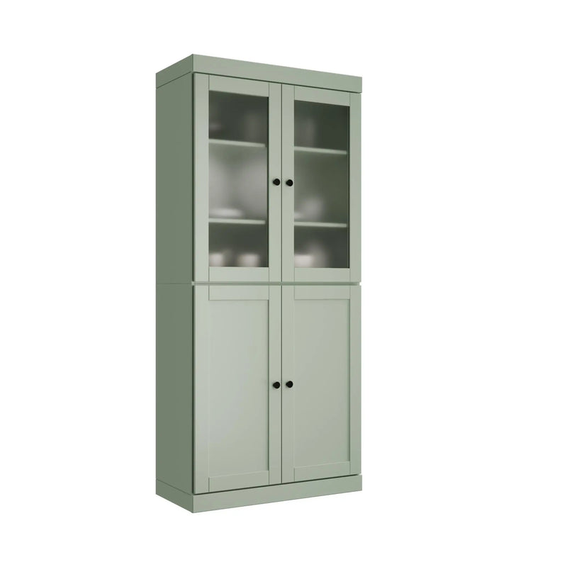 72" Sage Solid Wood Four Door Pantry Or Storage Closet Homeroots Kitchen & Dining