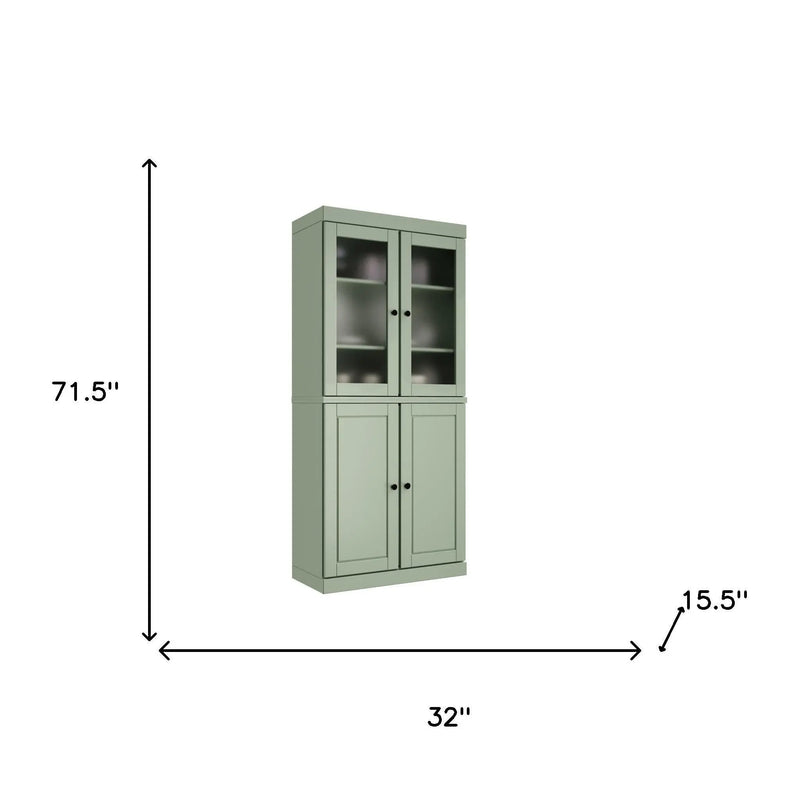 72" Sage Solid Wood Four Door Two Drawer Pantry Or Storage Closet Homeroots Kitchen & Dining
