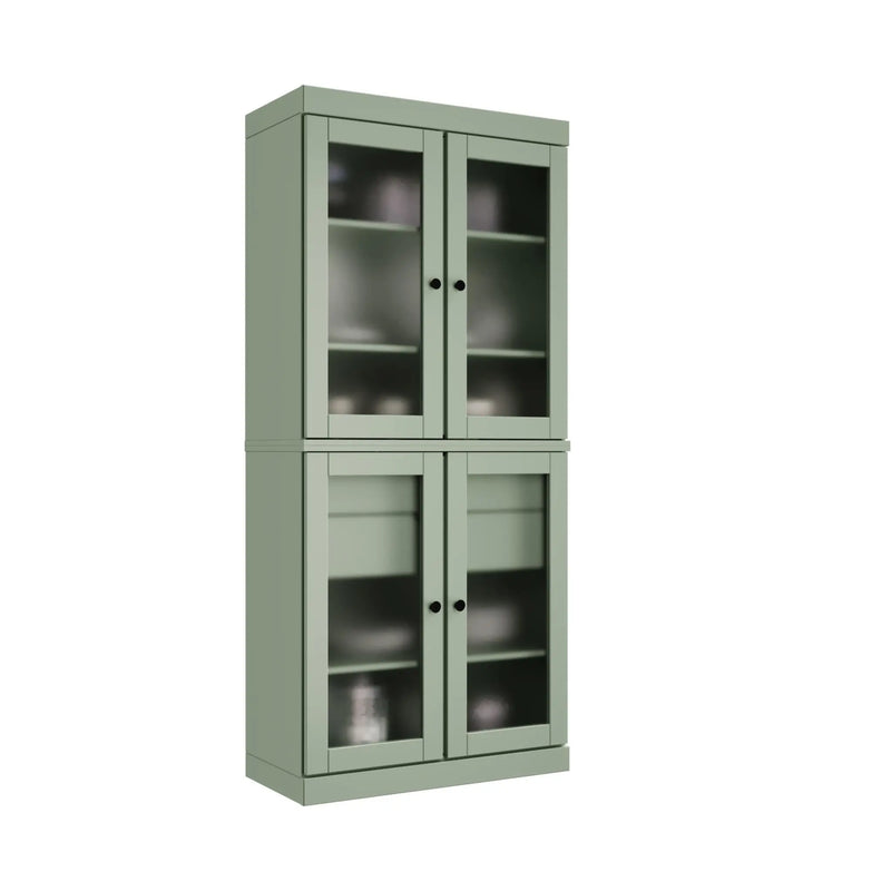 72" Sage Solid Wood Four Door Two Drawer Pantry Or Storage Closet Homeroots Kitchen & Dining
