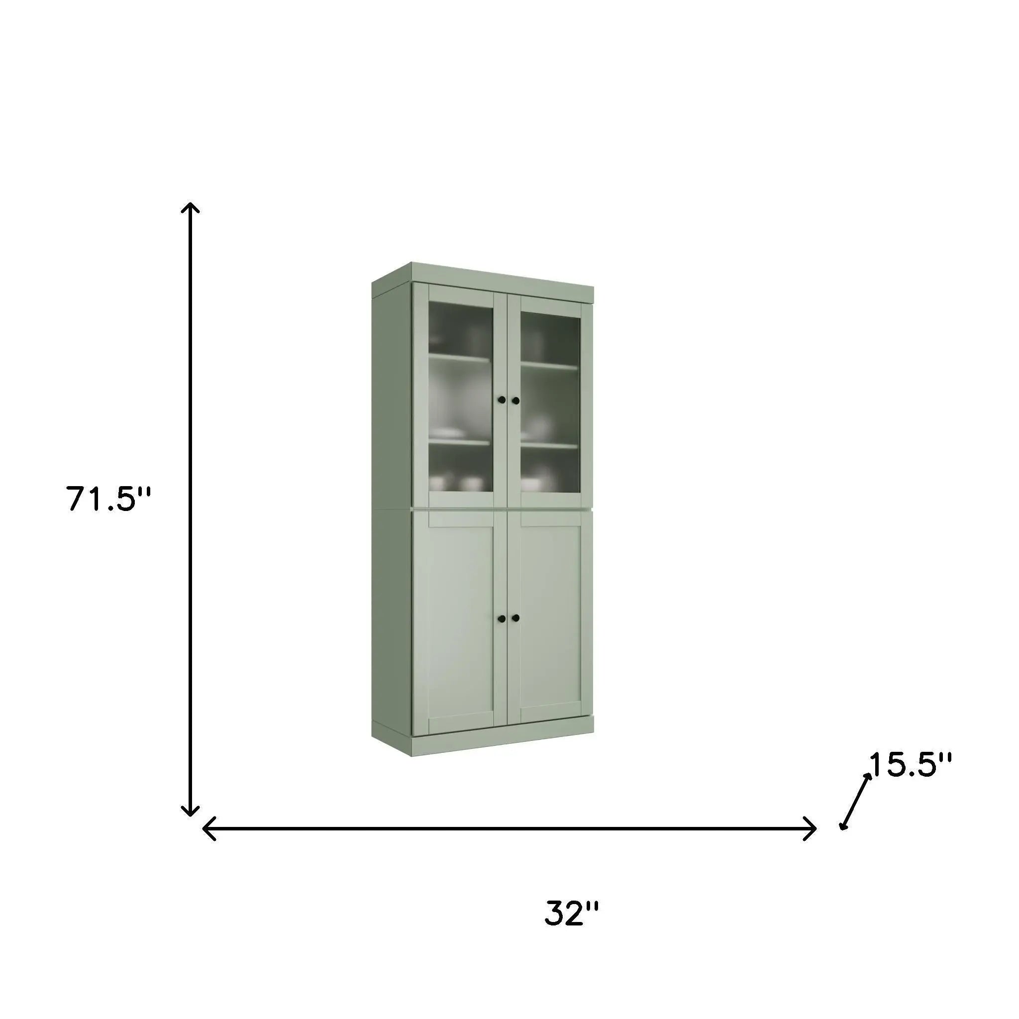 72" Sage Solid Wood Four Door Two Drawer Pantry Or Storage Closet Homeroots Kitchen & Dining