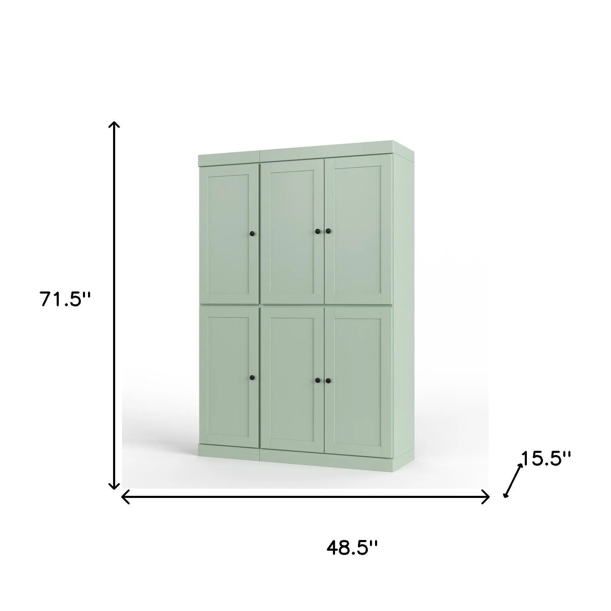 72" Sage Solid Wood Six Door Two Drawer Pantry Or Storage Closet Homeroots Kitchen & Dining