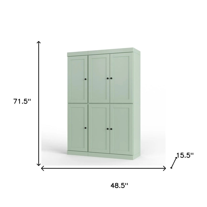 72" Sage Solid Wood Six Door Two Drawer Pantry Or Storage Closet Homeroots Kitchen & Dining