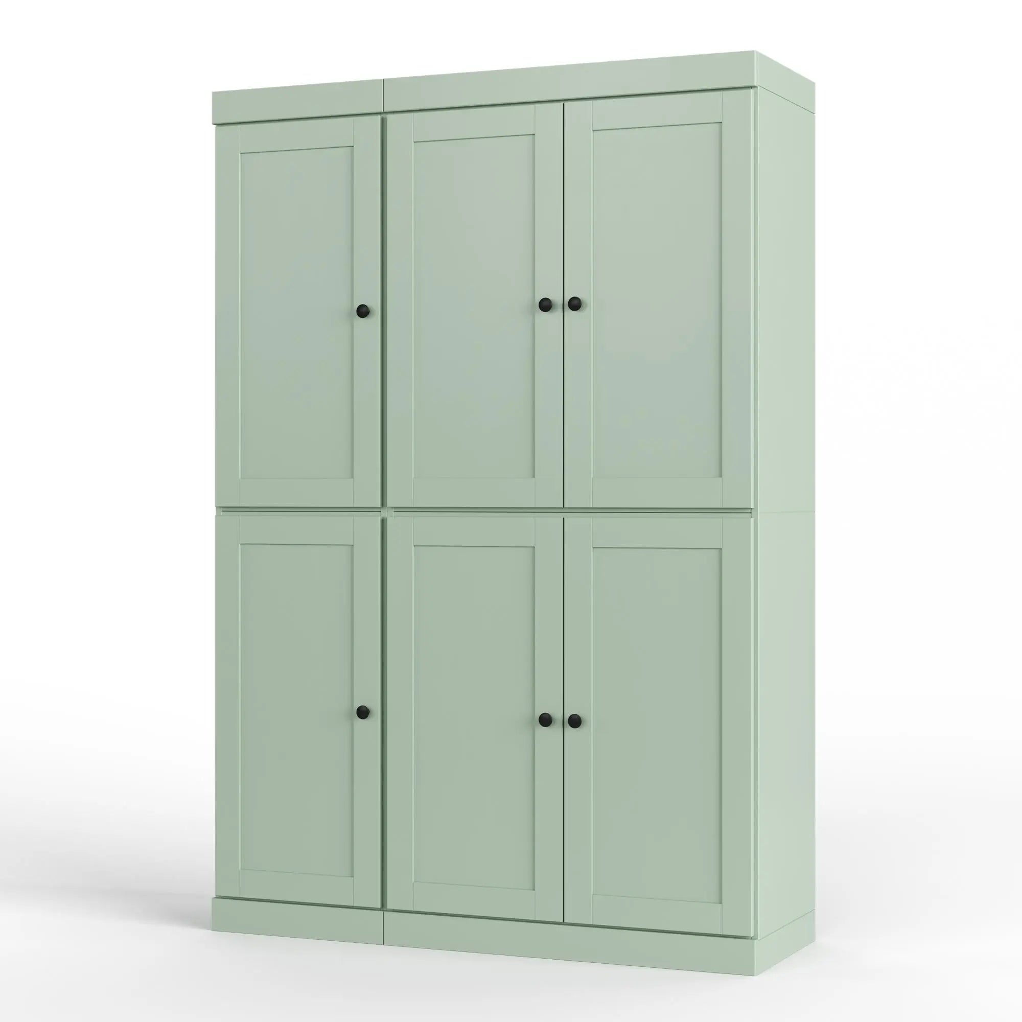 72" Sage Solid Wood Six Door Two Drawer Pantry Or Storage Closet Homeroots Kitchen & Dining