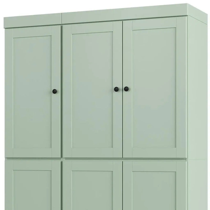 72" Sage Solid Wood Six Door Two Drawer Pantry Or Storage Closet Homeroots Kitchen & Dining