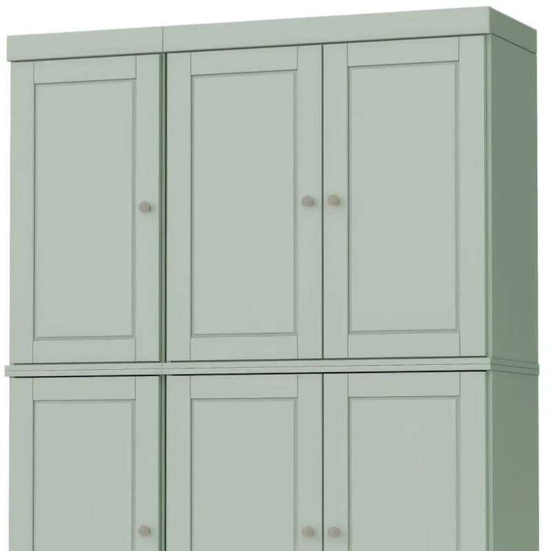 72" Sage Solid Wood Six Door Two Drawer Pantry Or Storage Closet Homeroots Kitchen & Dining