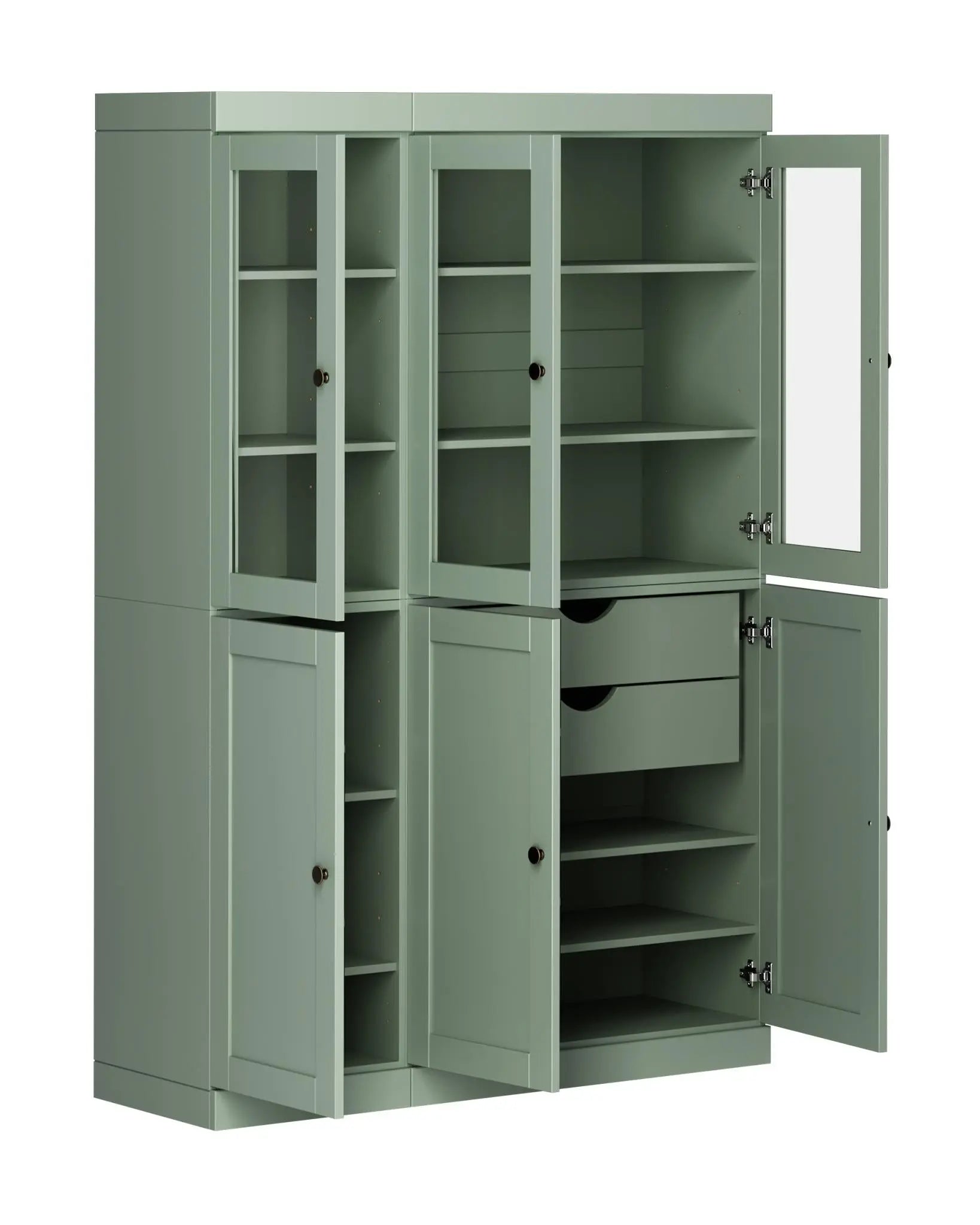 72" Sage Solid Wood Six Door Two Drawer Pantry Or Storage Closet Homeroots Kitchen & Dining