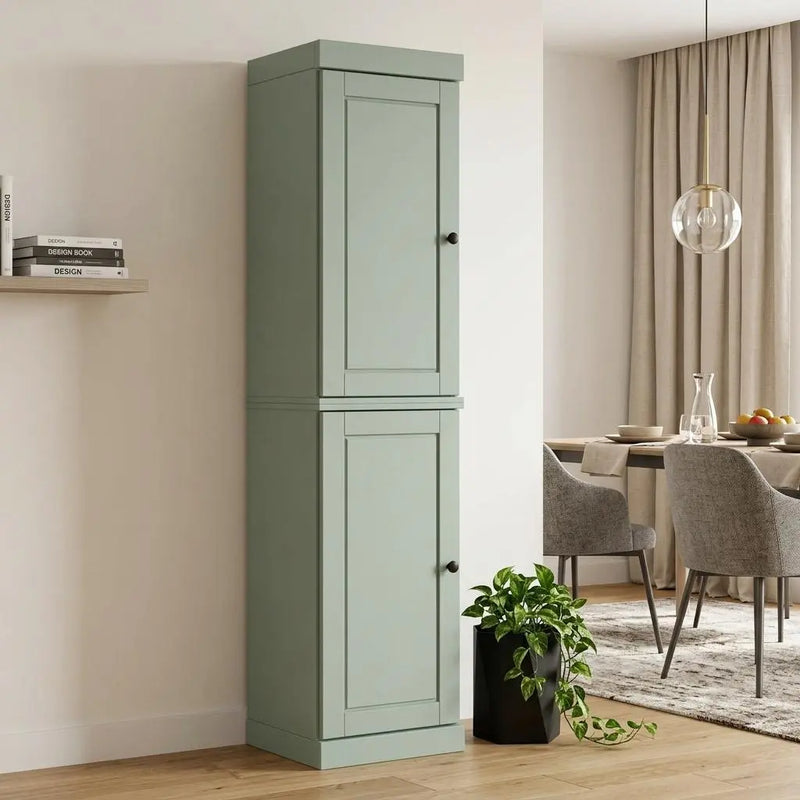 72" Sage Solid Wood Two Door Pantry Or Storage Closet Homeroots Kitchen & Dining