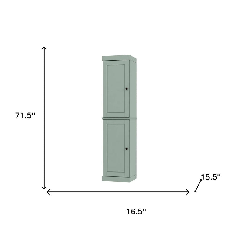 72" Sage Solid Wood Two Door Pantry Or Storage Closet Homeroots Kitchen & Dining