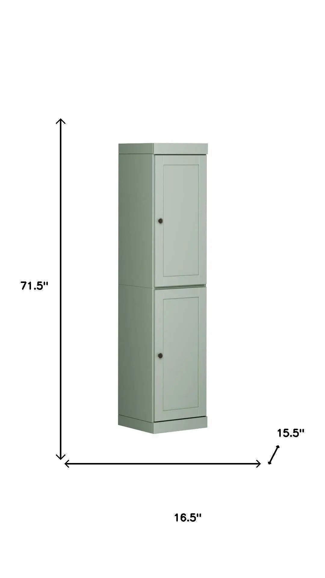 72" Sage Solid Wood Two Door Pantry Or Storage Closet Homeroots Kitchen & Dining
