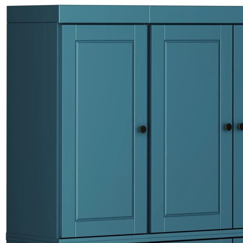 72" Teal Blue Solid Wood 8 Pantry Or Storage Closet Homeroots Kitchen & Dining
