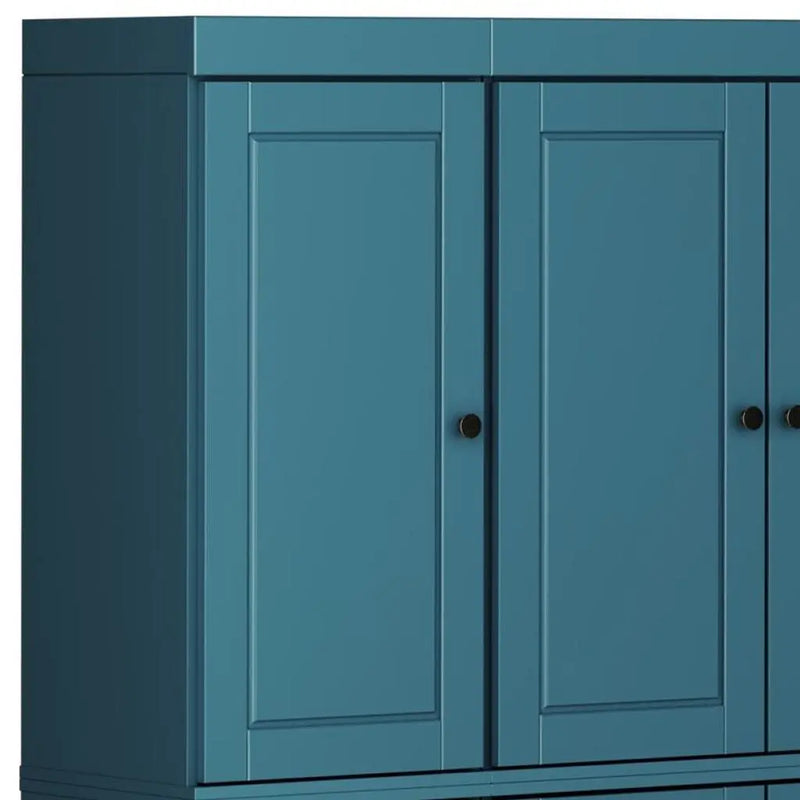 72" Teal Blue Solid Wood 8 Pantry Or Storage Closet Homeroots Kitchen & Dining