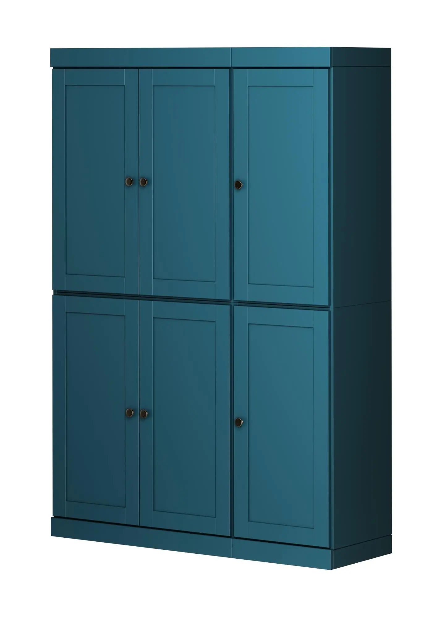 72" Teal Blue Solid Wood 8 Pantry Or Storage Closet Homeroots Kitchen & Dining