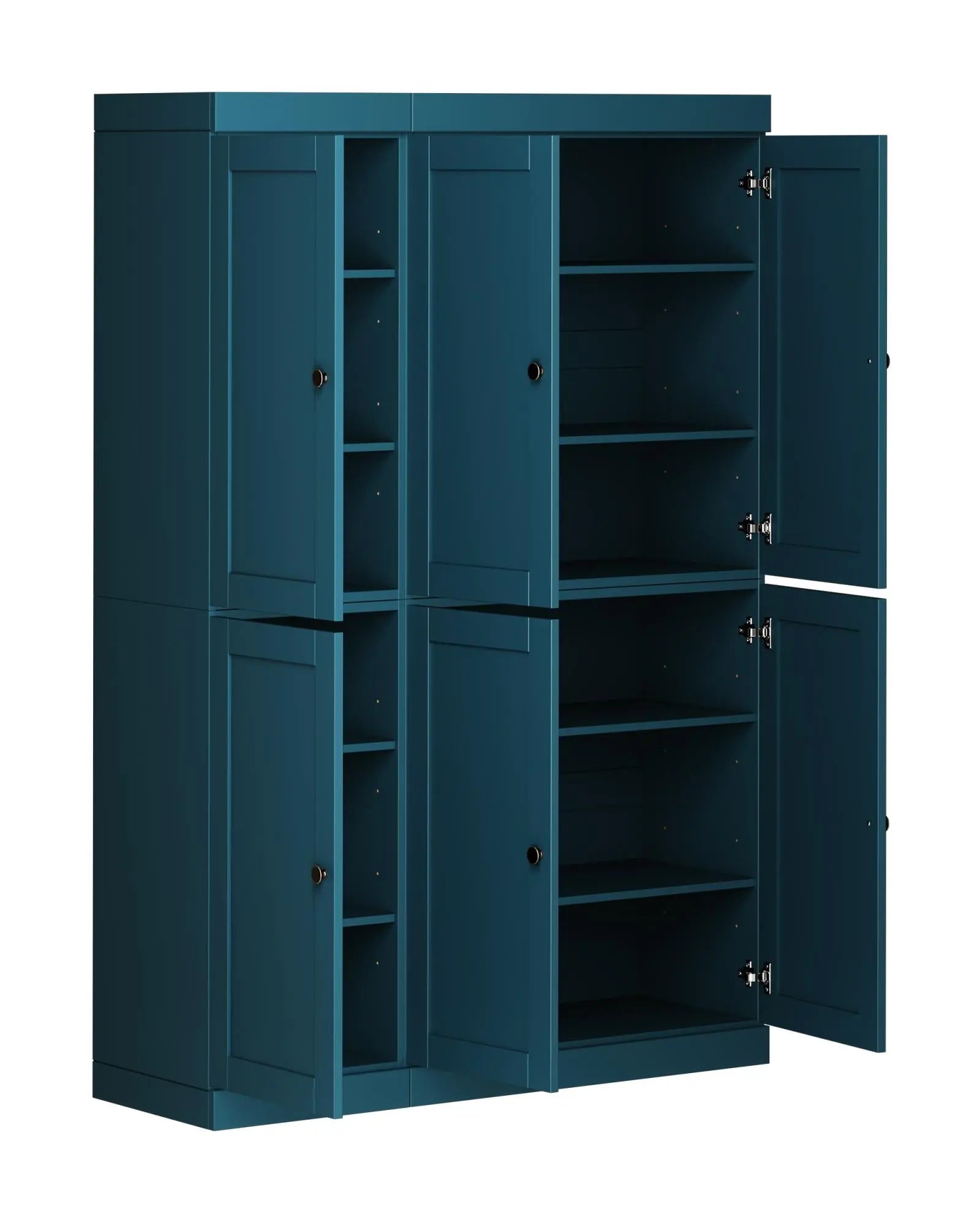 72" Teal Blue Solid Wood 8 Pantry Or Storage Closet Homeroots Kitchen & Dining