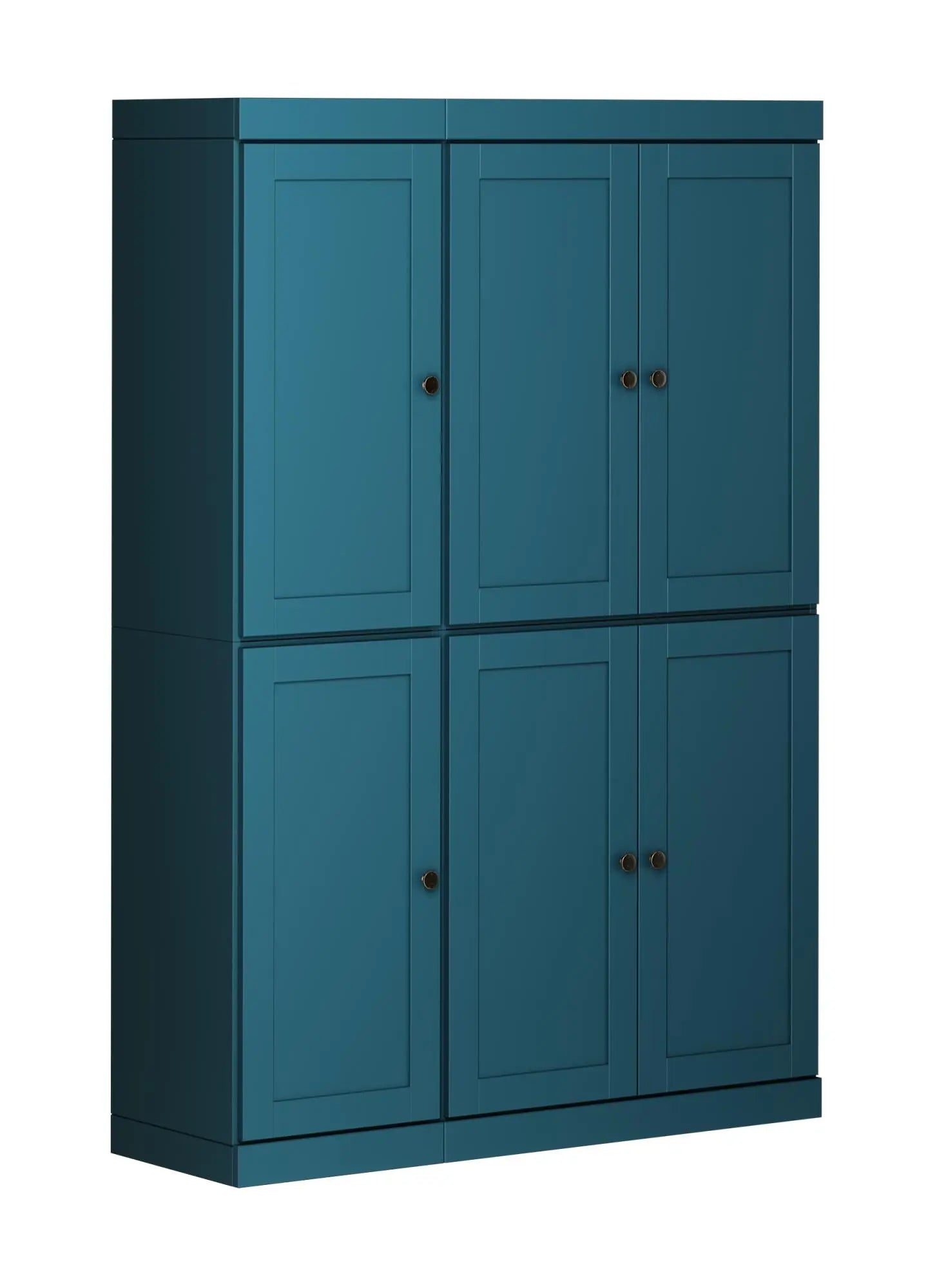 72" Teal Blue Solid Wood 8 Pantry Or Storage Closet Homeroots Kitchen & Dining