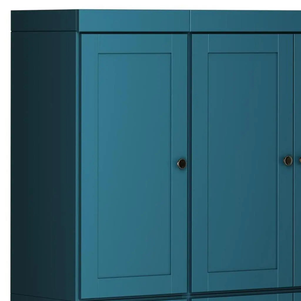 72" Teal Blue Solid Wood 8 Pantry Or Storage Closet Homeroots Kitchen & Dining