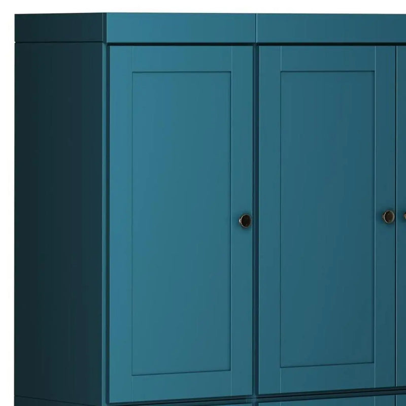 72" Teal Blue Solid Wood 8 Pantry Or Storage Closet Homeroots Kitchen & Dining