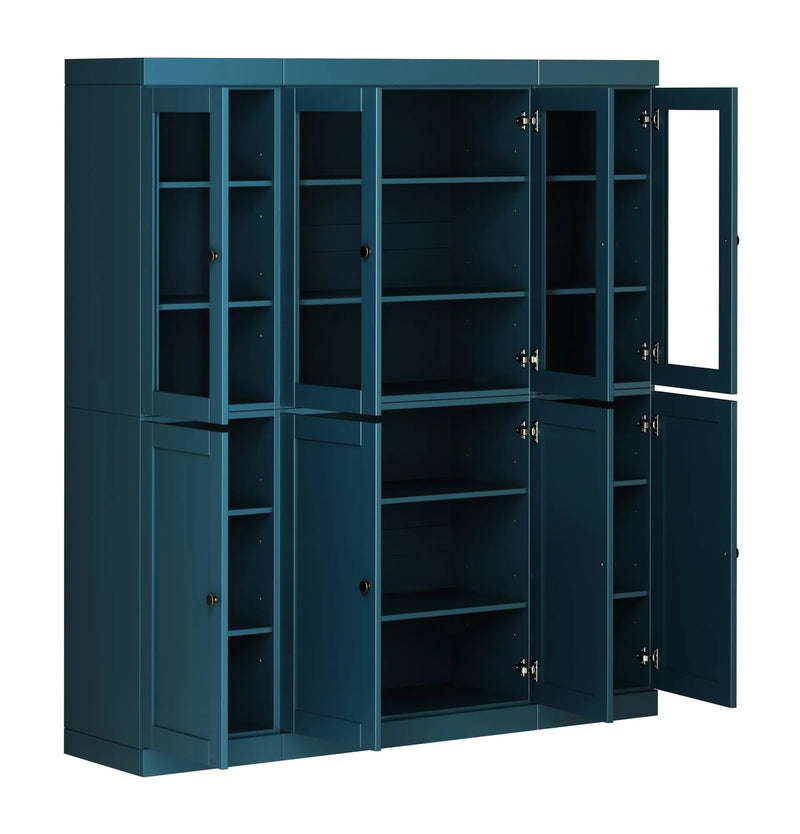 72" Teal Blue Solid Wood 8 Pantry Or Storage Closet Homeroots Kitchen & Dining