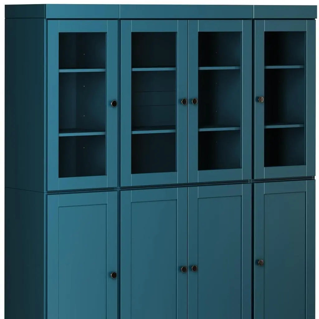 72" Teal Blue Solid Wood 8 Two Drawer Pantry Or Storage Closet Homeroots Kitchen & Dining