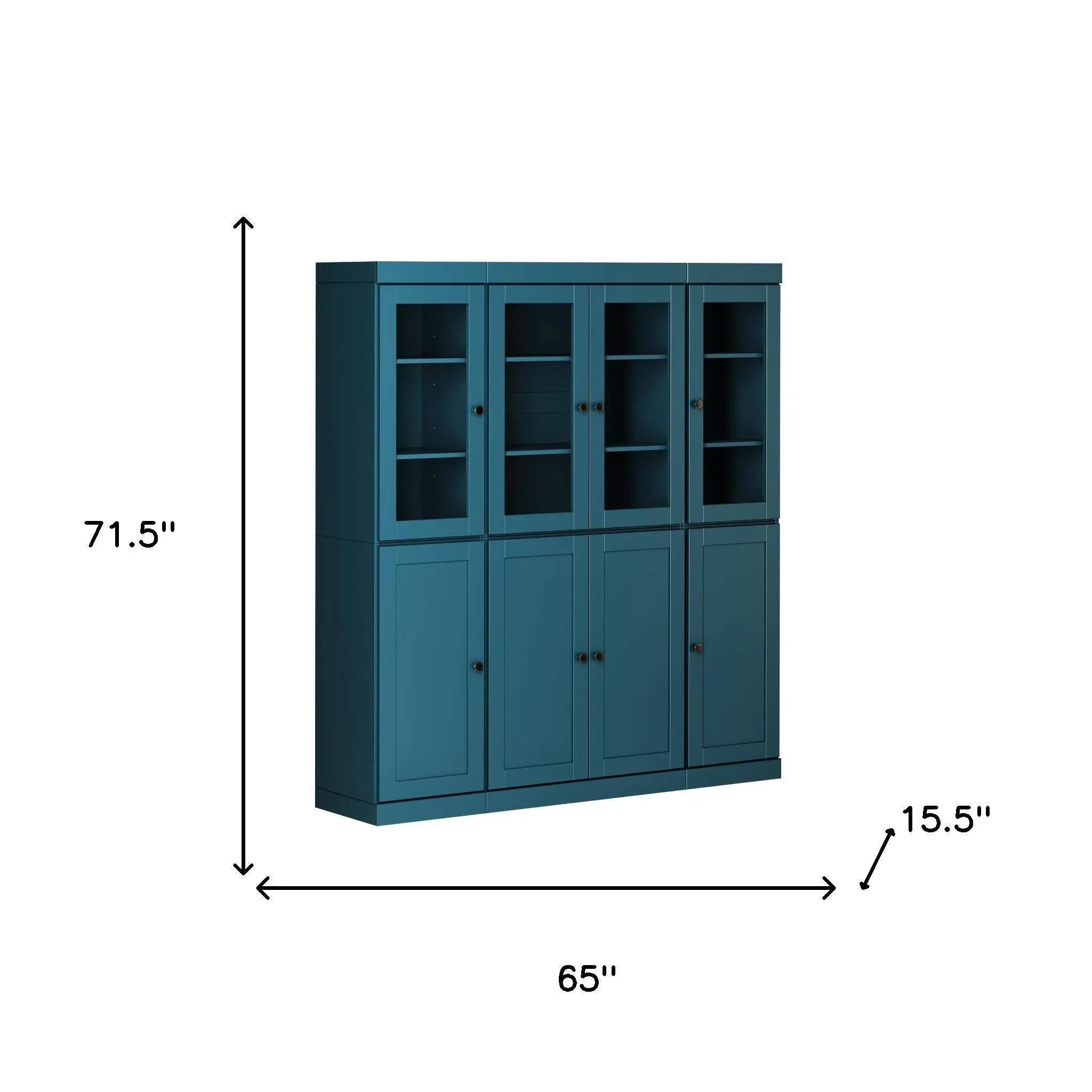 72" Teal Blue Solid Wood 8 Two Drawer Pantry Or Storage Closet Homeroots Kitchen & Dining