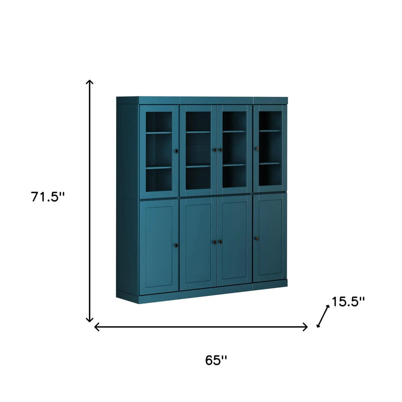 72" Teal Blue Solid Wood 8 Two Drawer Pantry Or Storage Closet Homeroots Kitchen & Dining