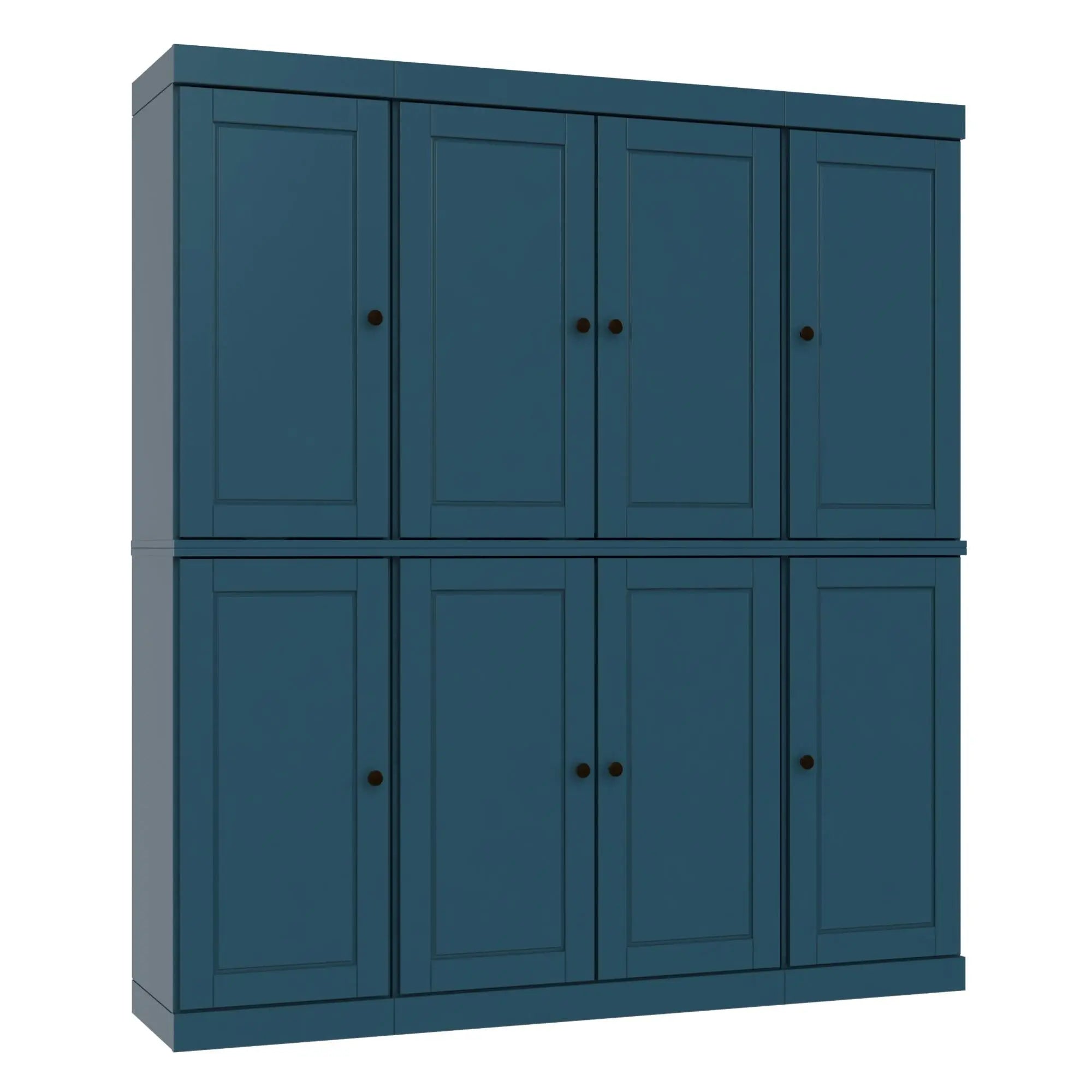 72" Teal Blue Solid Wood 8 Two Drawer Pantry Or Storage Closet Homeroots Kitchen & Dining