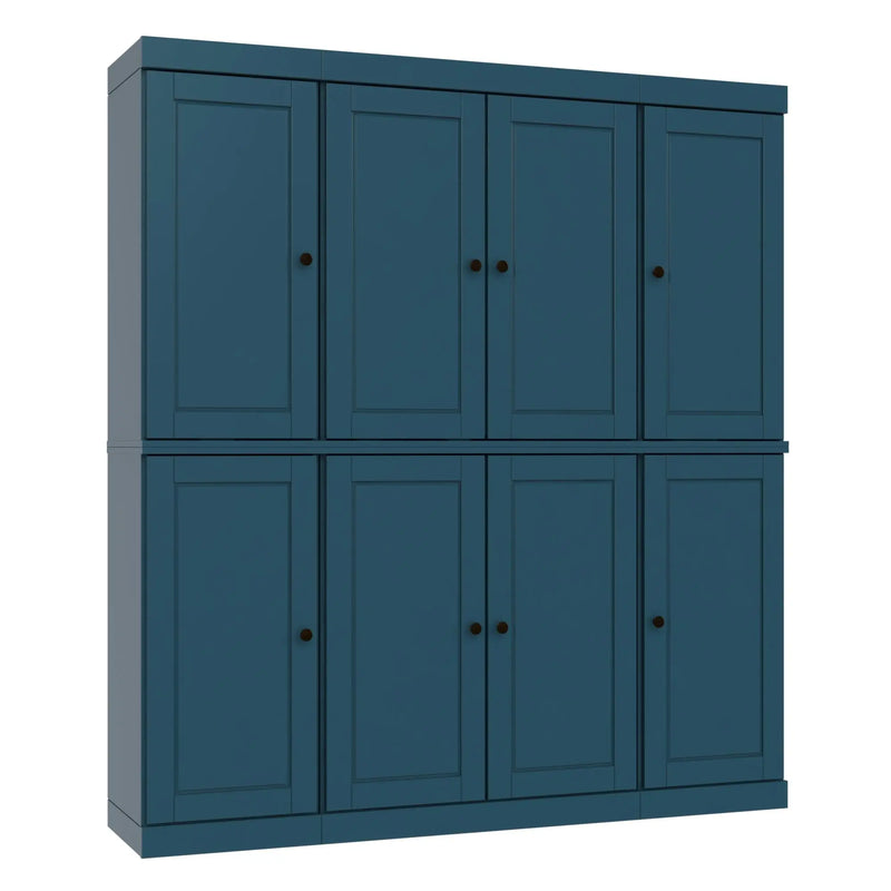72" Teal Blue Solid Wood 8 Two Drawer Pantry Or Storage Closet Homeroots Kitchen & Dining