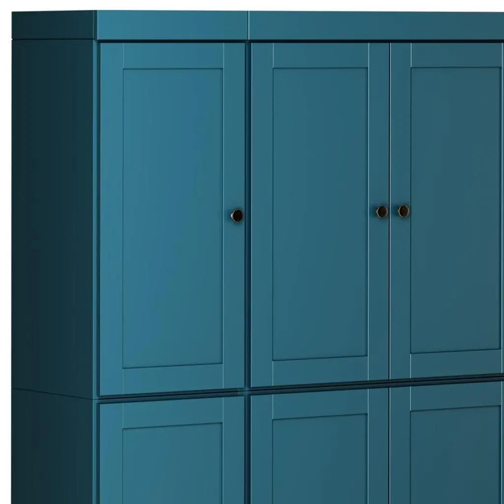 72" Teal Blue Solid Wood 8 Two Drawer Pantry Or Storage Closet Homeroots Kitchen & Dining