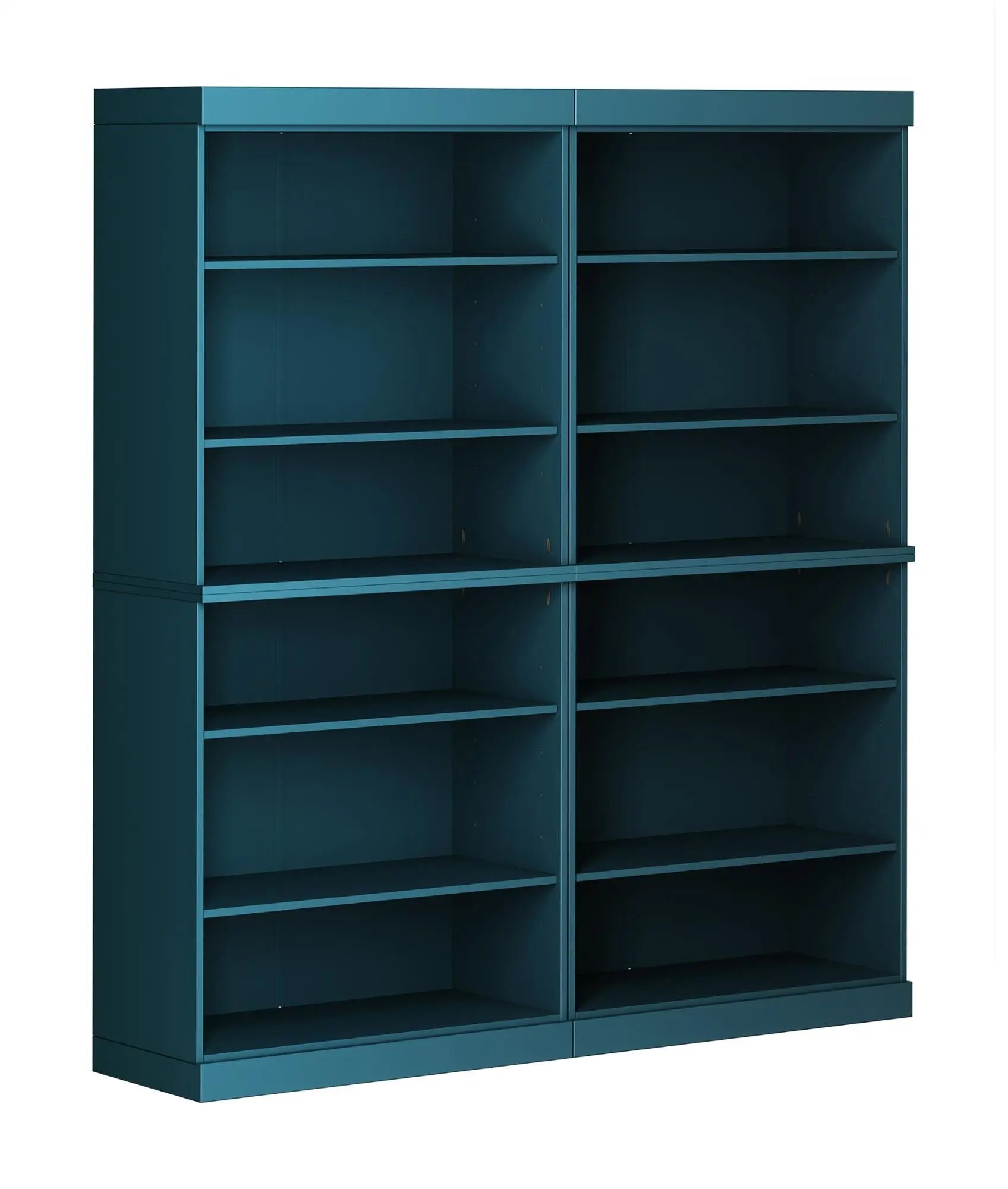 72" Teal Blue Solid Wood Adjustable Twelve Tier Library Bookcase Homeroots Office