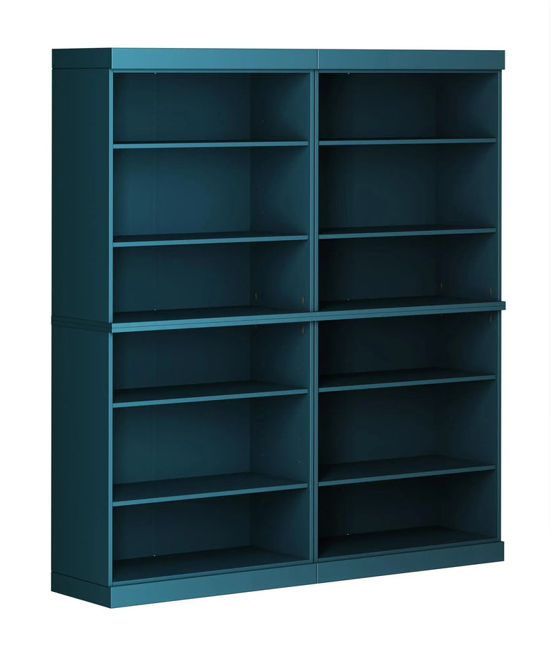 72" Teal Blue Solid Wood Adjustable Twelve Tier Library Bookcase Homeroots Office