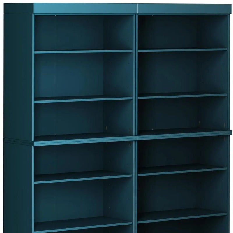 72" Teal Blue Solid Wood Adjustable Twelve Tier Library Bookcase Homeroots Office