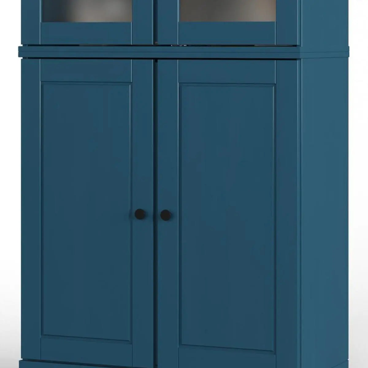 72" Teal Blue Solid Wood Four Door Pantry Or Storage Closet Homeroots Kitchen & Dining