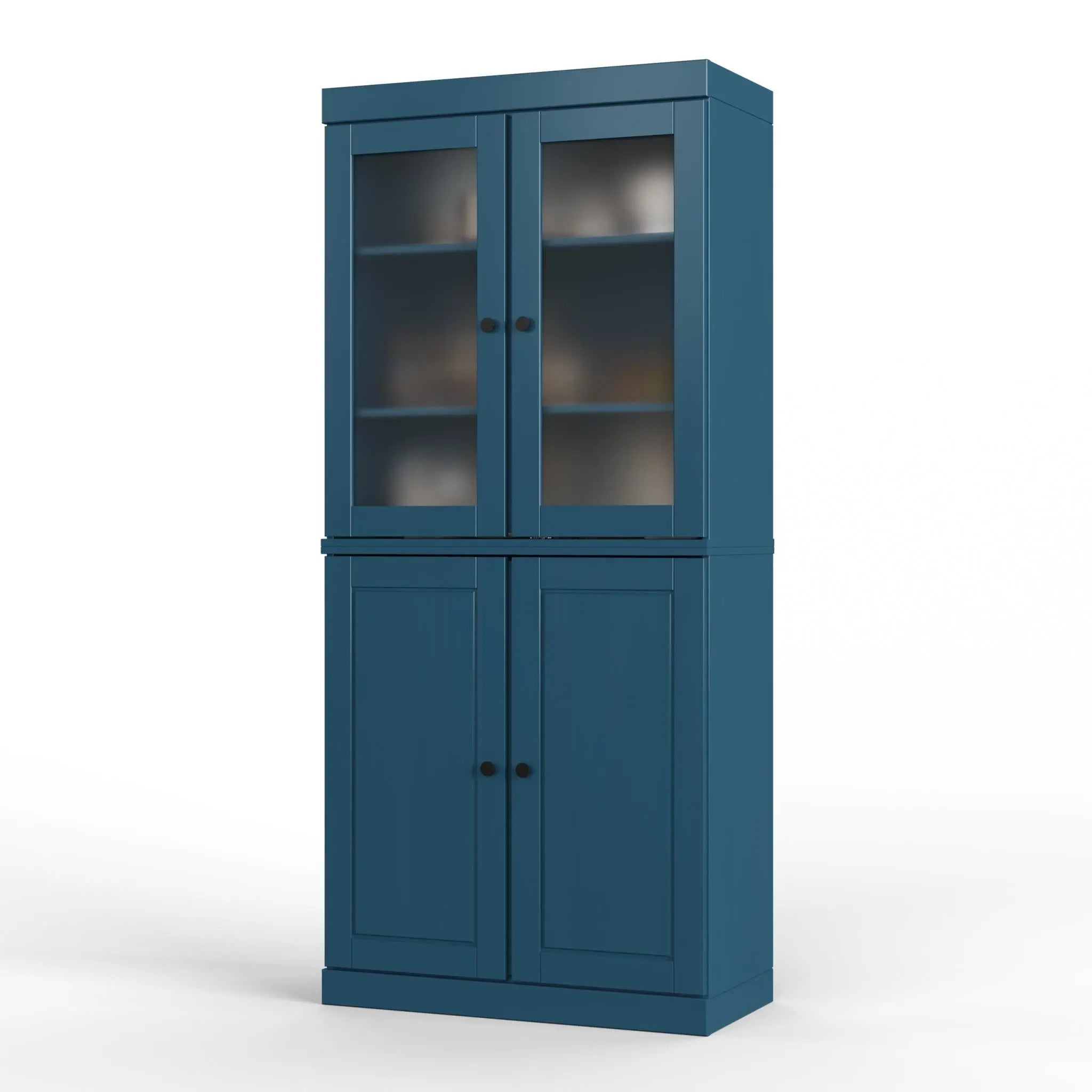 72" Teal Blue Solid Wood Four Door Pantry Or Storage Closet Homeroots Kitchen & Dining
