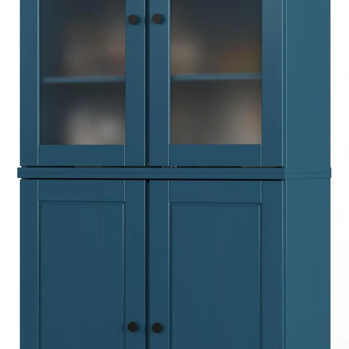72" Teal Blue Solid Wood Four Door Pantry Or Storage Closet Homeroots Kitchen & Dining