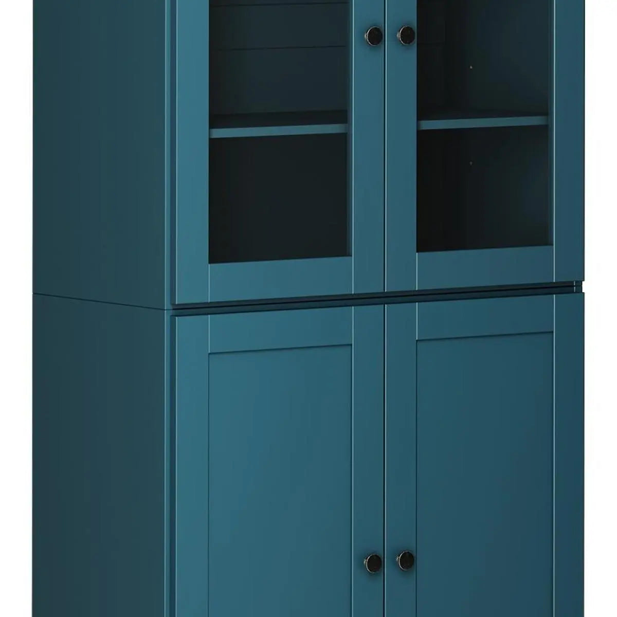 72" Teal Blue Solid Wood Four Door Pantry Or Storage Closet Homeroots Kitchen & Dining
