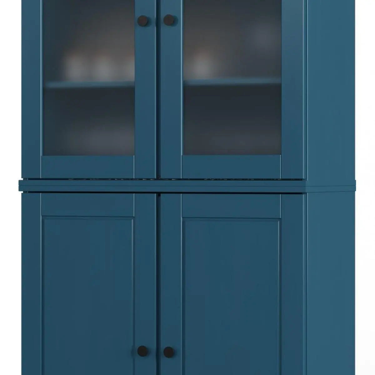 72" Teal Blue Solid Wood Four Door Two Drawer Pantry Or Storage Closet Homeroots Kitchen & Dining