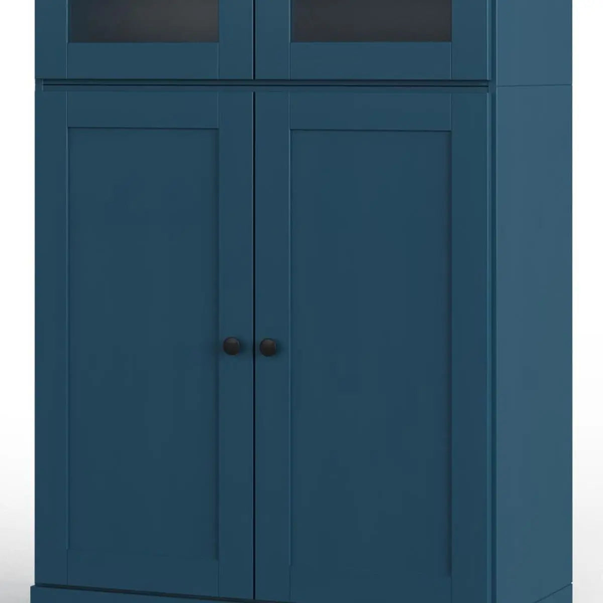 72" Teal Blue Solid Wood Four Door Two Drawer Pantry Or Storage Closet Homeroots Kitchen & Dining