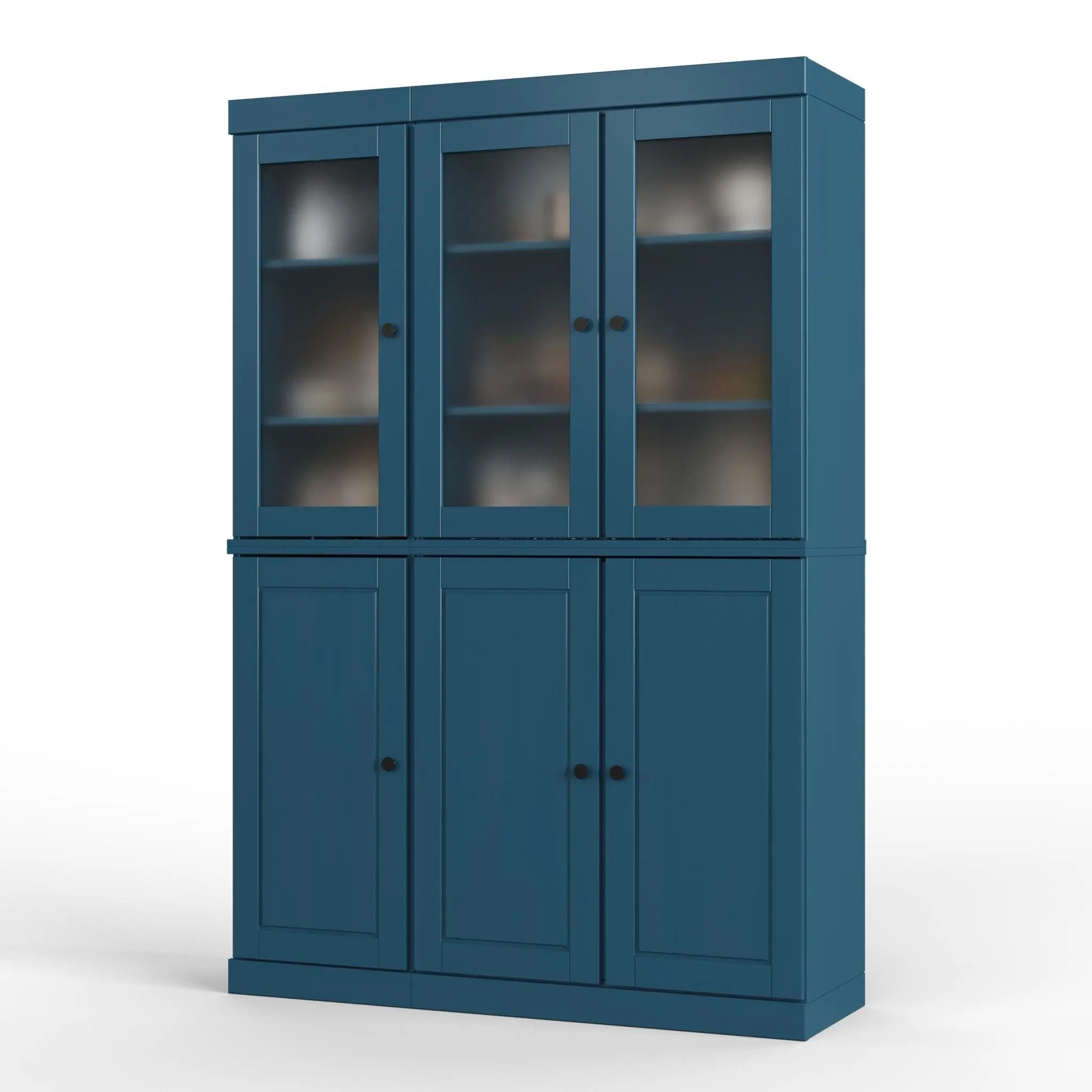 72" Teal Blue Solid Wood Six Door Pantry Or Storage Closet Homeroots Kitchen & Dining