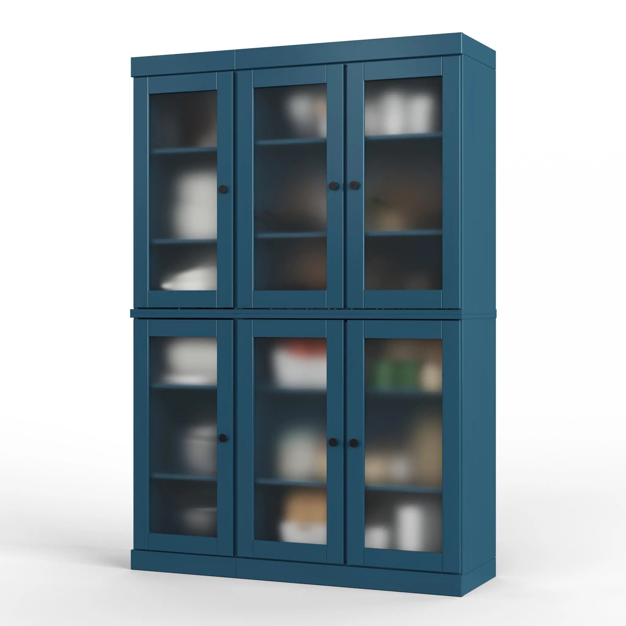 72" Teal Blue Solid Wood Six Door Pantry Or Storage Closet Homeroots Kitchen & Dining