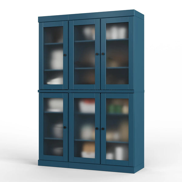 72" Teal Blue Solid Wood Six Door Pantry Or Storage Closet Homeroots Kitchen & Dining