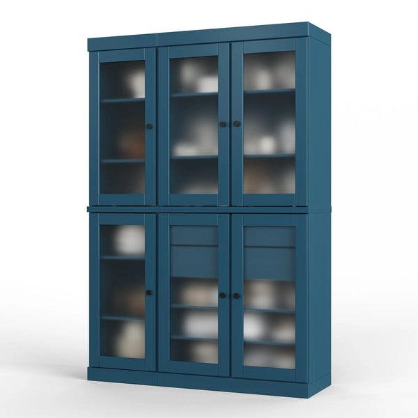 72" Teal Blue Solid Wood Six Door Two Drawer Pantry Or Storage Closet Homeroots Kitchen & Dining