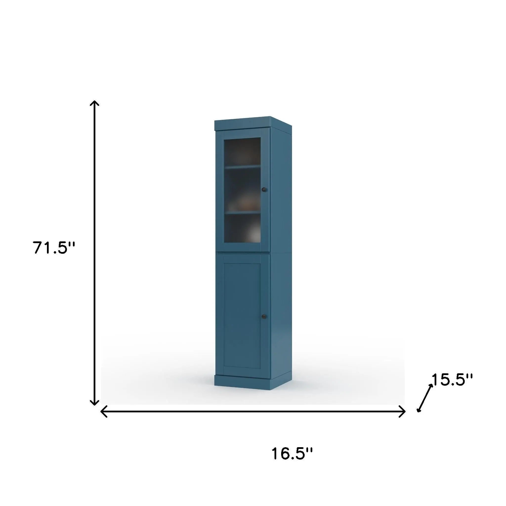 72" Teal Blue Solid Wood Two Door Pantry Or Storage Closet Homeroots Kitchen & Dining