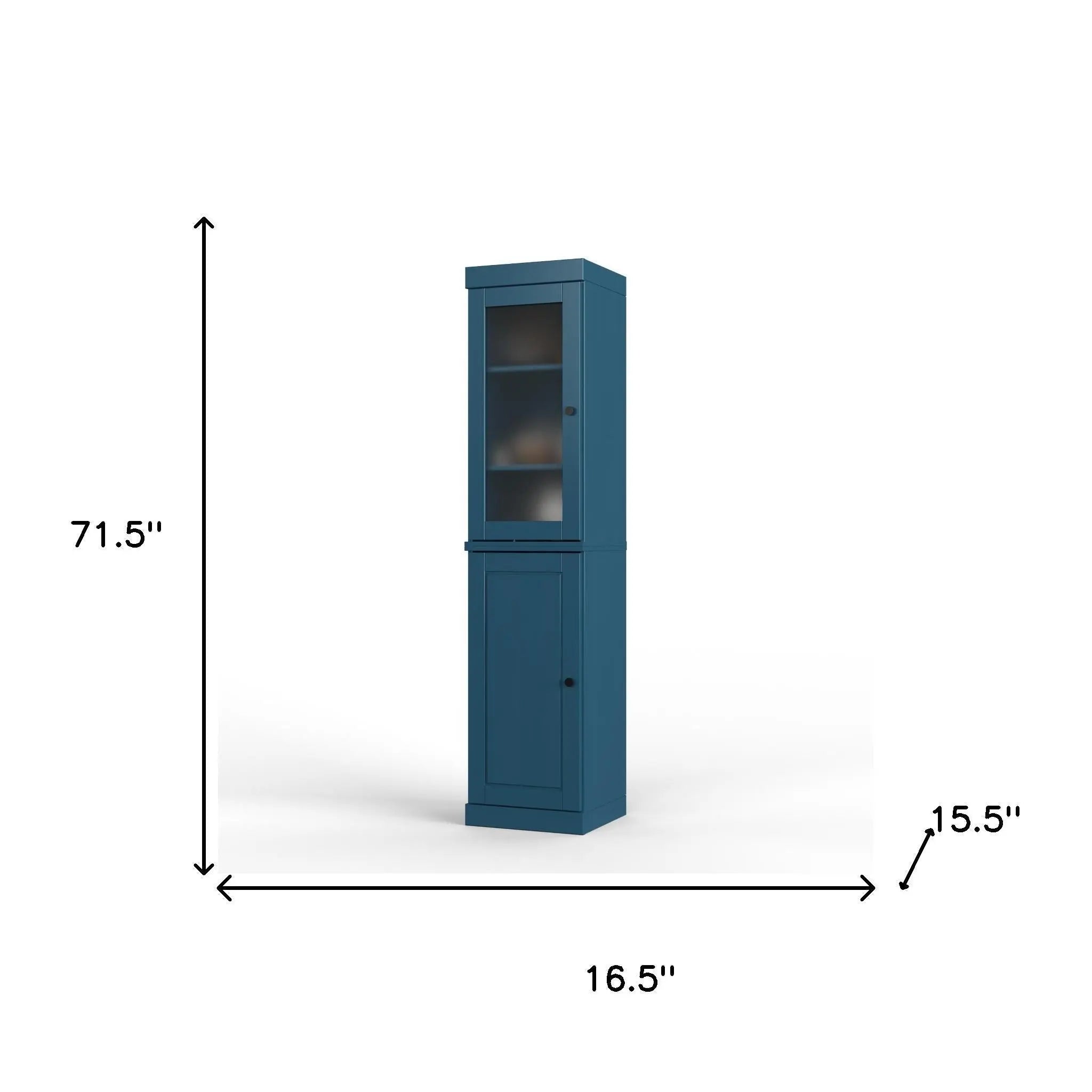 72" Teal Blue Solid Wood Two Door Pantry Or Storage Closet Homeroots Kitchen & Dining
