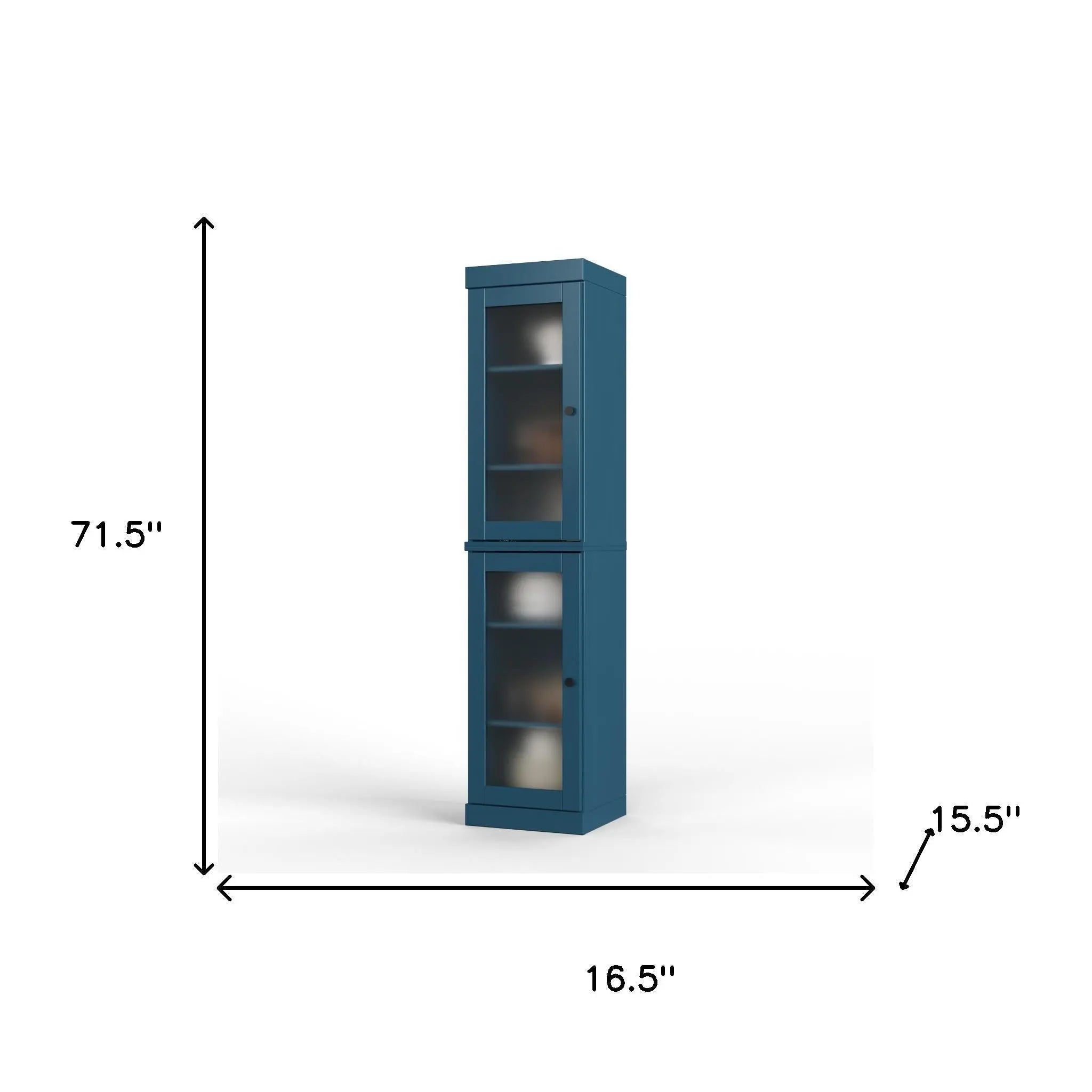 72" Teal Blue Solid Wood Two Door Pantry Or Storage Closet Homeroots Kitchen & Dining