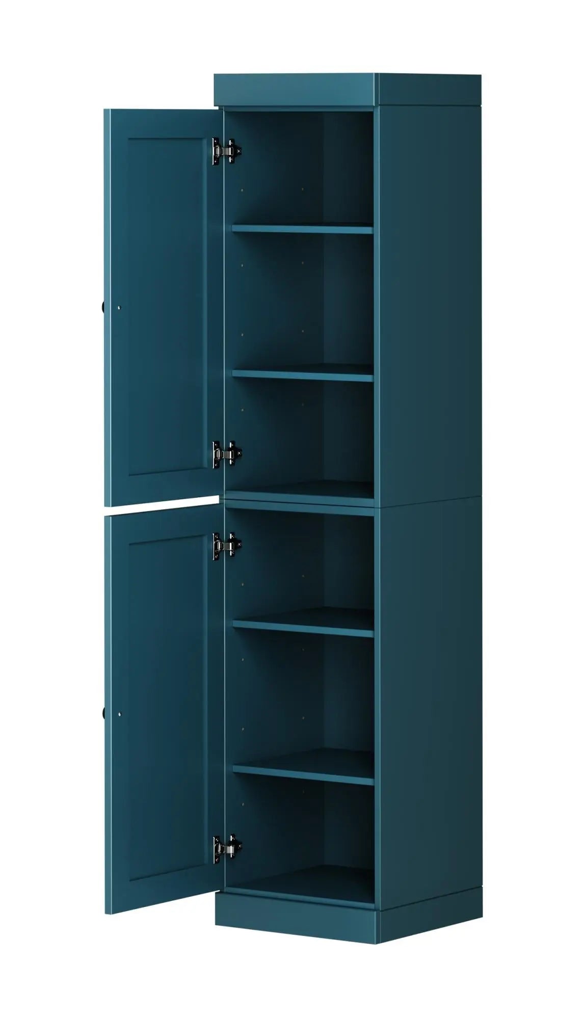 72" Teal Blue Solid Wood Two Door Pantry Or Storage Closet Homeroots Kitchen & Dining